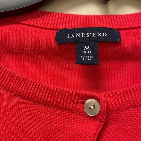 Lands' End Red Women's Cardigan Sweater - Picture 2 of 5
